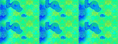 Flowers on green, blue and yellow colors. Raster illustration. Abstract sketch pattern with hand drawing flowers.