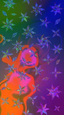 Raster illüstrasyonu. Eski moda arka plan. Çiçek çelengi. Kıvırcık, parlak örgü. Güzel, parlak, pürüzsüz kumaş, tuval. Desen, çizim, çiçek sınırı..