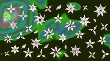 Şirin çiçekler. Çizgi çizimi kalıbı. Raster Moda kumaş deseni.