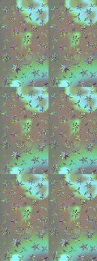 Gri ve nötr renklerde bahar çiçekleri. Raster illüstrasyonu. Yaprak ve çiçek suluboya resmi, gri ve nötr renkler üzerine eskiz deseni.