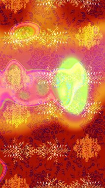 Noel kırmızısı, turuncu ve pembe. Sihirli kırmızı, turuncu ve pembe tatil soyut arka plan yıldız ve düşen kar taneleri. Raster illüstrasyonu.