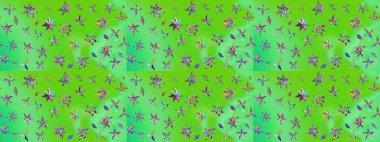 Colour Spring Theme sketch pattern Background. Flat Flower Elements Design. Flowers on green and blue colors. Sketch pattern with flower.