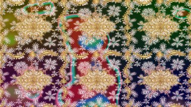 Bej renklerde altın element. Antika altın tekrarlanabilir duvar kağıdı. Damask çizim kalıbı arka planı tekrarlıyor. Barok tarzında altın çiçek süsü..