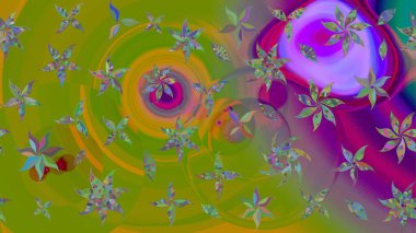 Tekstil, kumaş, ambalaj, hatıra defteri için hoş bir çiçek arkaplanı. Çocuksu tasarım. Elle çizilmiş çiçek desenli Raster çizimi. Yeşil arkaplanda.