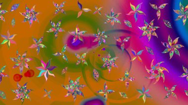 Yapraklı çizim şekli. Şirin, zarif çiçekler Raster illüstrasyonu. Poster ya da kapak için arka plan. Tekstil için figür. Davetiye ve kartpostal tasarımı için dekoratif çiçek unsurları.