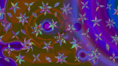 Suluboya çizim kalıbı. Çiçek izi. Çiçekler suluboya tarzında kahverengi ve mor renkte.