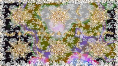 Klasik raster şablonu. Gri, nötr ve altın desenli. Tekrarlayan ögelerle kusursuz soyut arkaplan.