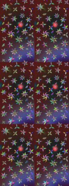 Renkli etnik çiçeklerle süslenmiş zarif bir eskiz şekli. Asya Tekstil 'inde Raster Çiçek İllüstrasyonu.