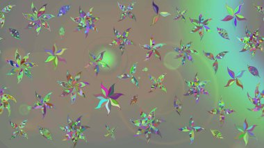 Raster illüstrasyonundaki çiçek desenli çizim. Gri ve bej renkli çiçekler.