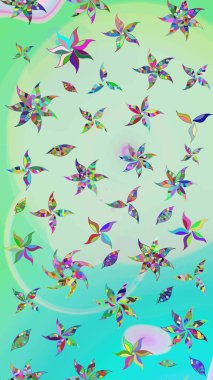 Tarafsız ve mavi renkte etnik çiçeklerle süslenmiş zarif bir eskiz şekli. Raster Çiçek İllüstrasyon Şirin Tekstil.