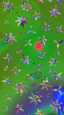 Renkli Bahar Teması eskiz kalıbı. Renkli çiçekler. Düz Çiçek Elementleri Tasarımı. Raster illüstrasyonunda çiçek deseni çizimi.