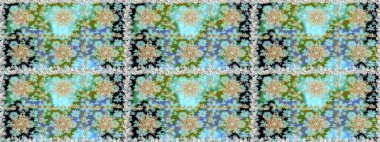 Kusursuz oryantal klasik altın desen. Tarafsız ve mavi renkler üzerinde altın tekrarlayan elementler içeren Raster soyut arka planı.