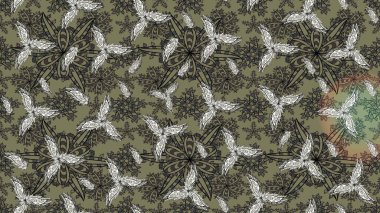 Gri renkli çiçekler. Raster illüstrasyonu. Çiçek süslemeli çizim deseni.