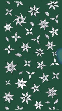 Raster illüstrasyonu. El çizimi çiçekli soyut çizim kalıbı. Yeşil ve nötr renkte çiçekler.