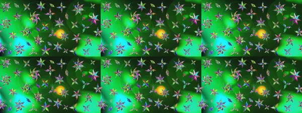 Yaz çiçekleri teması. Klasik çiçekler. Yeşil ve mavi renkler. El çizimi, soyut ve süslü elementler. Suluboya resim taklit Raster illüstrasyonu.