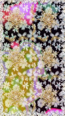 Barok tarzında altın çiçekli süs. Tarafsız renklerde altın element. Altın çiçekli, pürüzsüz desen. Damask arkaplanı.