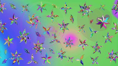 Parlak renkli çiçekleri ve yeşil ve mavi renkli yaprakları olan harika bir çiçek deseni. Halk tarzı. Modern çiçek arkaplanı. Moda baskıları için zarif bir şablon.