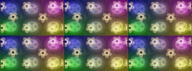 Yeşil, nötr ve mor renkli kristal kar tanesi. Raster illüstrasyonu.