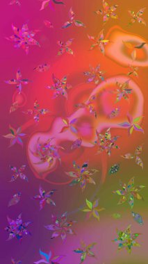 Yumuşak, bahar çiçekleri mor ve pembe renklerde. Çiçekli karalama şeklinde Raster çiçek deseni. Raster illüstrasyonu.