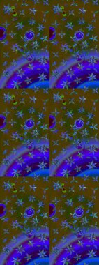 Renkli Bahar Teması eskiz kalıbı. Chichi 'nin kumaş kalıbını çiz. Düz Çiçek Elementleri Tasarımı. Raster illüstrasyonu. Çiçek deseni.