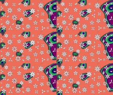 Raster illüstrasyonu. Turuncu renkli çiçekler. Çizim çiçek deseni duvar kağıdı için kullanılabilir.