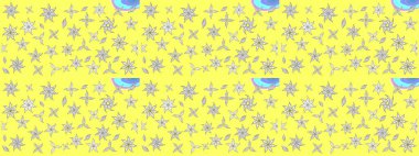 Halk tarzı. Parlak renkli çiçekleri ve sarı ve beyaz yaprakları olan harika bir çiçek deseni. Modern çiçek arkaplanı. Moda baskıları için zarif bir şablon.