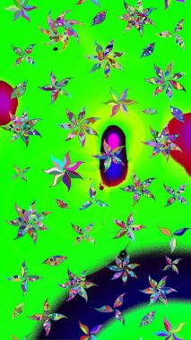 Eskiz arkaplan modeli. Vadinin yeşil ve mavi renkli çiçekleri. Suluboya, elle çizilmiş. Raster - stok.