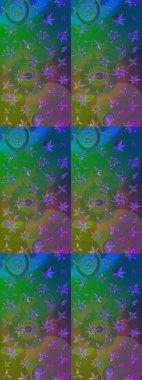 Suluboya tarzında yeşil ve mavi renklerde. Küçük çiçekli yay deseni çiz. Raster illüstrasyonu.