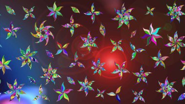 Tropik çiçek desenleri. Kahverengi ve mor renkli çiçekler. Raster illüstrasyonu.