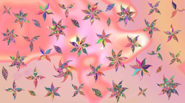 Robot resim. Raster illüstrasyonu. Küçük çiçekte sevimli çiçek deseni var..