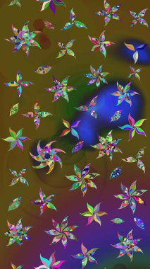 Çiçekler. Soyut etnik raster çizim kalıbı. Vadinin renkleri.