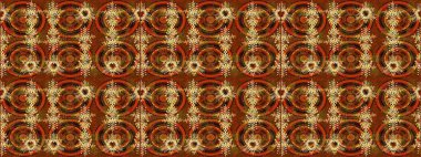 Kar tanesi raster deseni. Kahverengi, turuncu ve sarı renkli kar taneleri. Renkli arka planda izole tatlı kar taneleri. Raster illüstrasyonu.