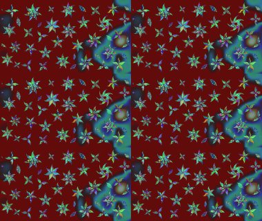 Bir sürü kırmızı ve soyut çiçekli tropik eskiz deseni. Renkli raster çizimi çizimi. Küçük çiçekte sevimli çiçek deseni var..