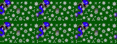 Raster Güzel kumaş deseni. Raster suluboya deseni, narin çiçekler, yeşil çiçekler, tebrik kartı şablonu..