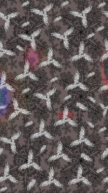 Gri renkli çiçekler. Raster illüstrasyonunda çiçek deseni çizimi.