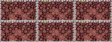 Kumaş desenli papatya çiçeği detayı. Kahverengi renkte çiçekler.