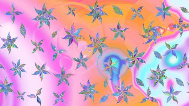 Düz Çiçek Elementleri Tasarımı. Raster. Renkli Bahar Teması çizim şablonu.