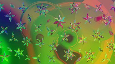 El çizimi çiçek çizimi deseni (fayans). Şirin çiçekli, desenli, yeşil ve kahverengi renkli renkli bir eskiz deseni. Tekstil için suluboya çizim deseni.