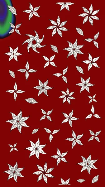 Raster illüstrasyonundaki çiçek desenli çizim. Kırmızı ve nötr renkte çiçekler.