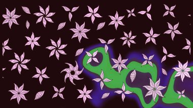 Çocuksu tasarım. Elle çizilmiş çiçek desenli Raster çizimi. Tekstil, kumaş, ambalaj, hatıra defteri için hoş bir çiçek arkaplanı. Kahverengi arkaplanda.