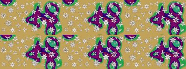 Düz Çiçek Elementleri Tasarımı. Çocuk stili. Çiçekli eskiz arkaplanı. Renkli Bahar Teması çizim şablonu.