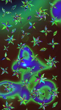 Soyut çiçek çizim kalıbı arka planı. Raster deseni. Raster illüstrasyonu. Yeşil ve kahverengi renklerde. Küçük çiçekte sevimli çiçek deseni var..