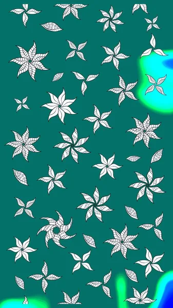 Mavi renkler. El çizimi, soyut ve süslü elementler. Yaz çiçekleri teması. Klasik çiçekler. Suluboya resim taklit Raster illüstrasyonu.