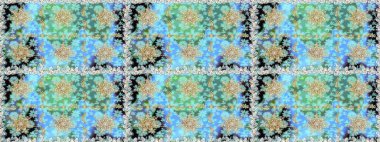 Altın elementli mavi renkler. Kusursuz altın desen. Çiçek desenli altın metal. Raster altın çiçek süsü brokar kumaş ve cam desenli..