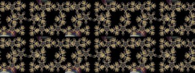 Siyah renkli siyah papatya deseni. Raster illüstrasyonu. Siyah renklerde.