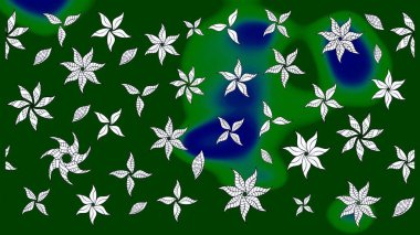 Küçük çiçekteki sevimli çiçek deseni. Raster illüstrasyonu. Raster deseni. Yumuşak, yaz çiçekleri yeşil renklerde.