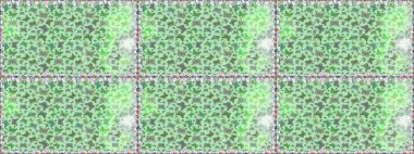 Fantezi güzel illüstrasyon. Raster illüstrasyonu. Yeşil ve nötr renklerde resimler. Kitap sayfaları için çiçek ormanlarında uçan güzel kelebekler. Kusursuz renk çizimi deseni.