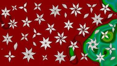 Renkli Bahar Teması eskiz kalıbı. Düz Çiçek Elementleri Tasarımı. Raster illüstrasyonu. Çiçekli çiçek deseni, suluboya. Kırmızı ve nötr renkte çiçekler.