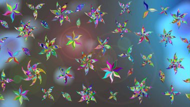 Güzel kumaş deseni. Raster illüstrasyonu. Çiçekler, dallar, bitkiler ve çiçekler. El çizimi.