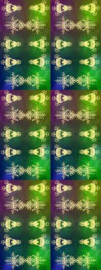 Kar tanelerinin soyut arkaplanlı Noel şablonu. Noel ve yeni yıl moda baskıları için tatil tasarımı. Raster illüstrasyonu. Yeşil ve mavi kar taneleri.